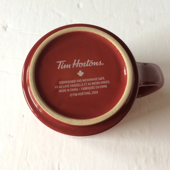 Tim Hortons 2019 White Polar Bear Coffee Mug Red Snowflakes Ceramic Collectible - Picture 7 of 9
